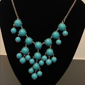 Vintage Turquoise Color‎ Bubble Gold Tone Bib  Necklace